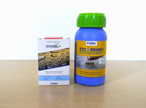 Image of Zycosil+ 100ml & Zycoprime+ 250ml Waterproofing Kit | Nanotechnology Silane Penetrating Waterproofing + Acrylic Sealer & Bonder | For Terrace, Walls, Bathrooms, Basements, Tiles & Cement Surfaces