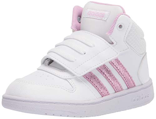 adidas Kids Hoops Mid 2.0 Basketball Shoe, White/Lilac/Grey, 8.5 US Unisex Toddler