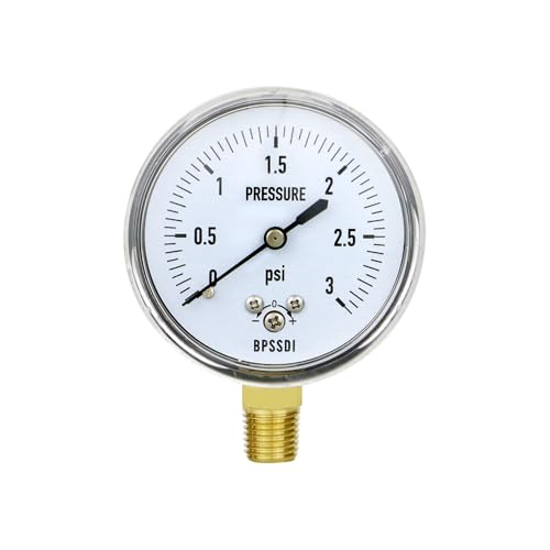 BPSSDI 0-3 Psi Low Pressure Gauge, Capsule Gauge, 304 Stainless