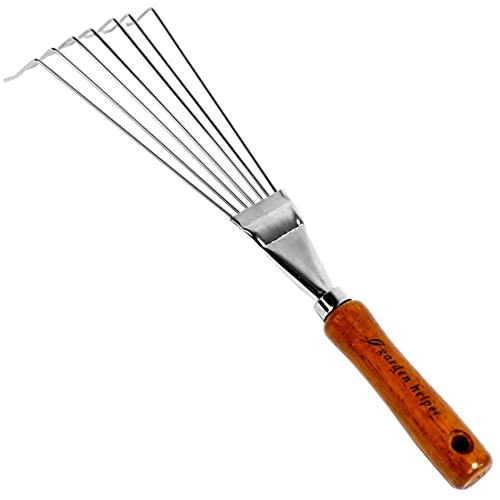 Garden Helper Japanese Hand Rake with Wood Handle - Image 5