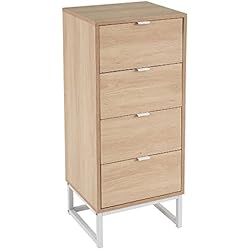 LOLAhome Sinfonier Beige Cubo de Metal y MDF de 40x36x98 cm