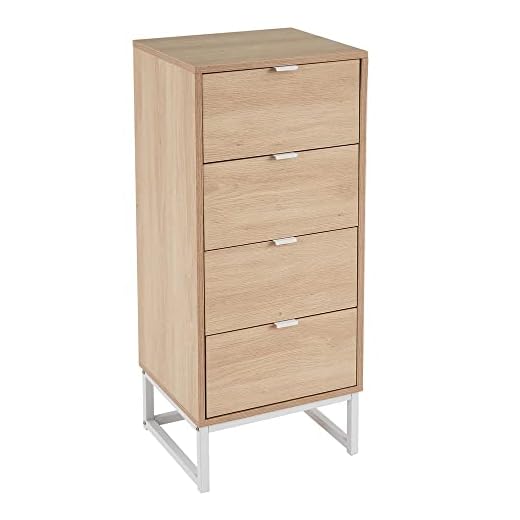 LOLAhome Sinfonier Beige Cubo de Metal y MDF de 40x36x98 cm