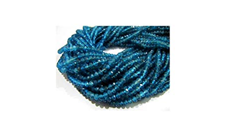 Eminent Superfine Quality Natural Neon Apatite 3-4mm Beads Rondelle Faceted Strand 13 inches