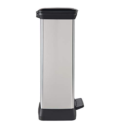 Curver Resin Deco Bin 50 Liter Perfect For Household Use Indoor For Garbage Disposal, Black/Silver #TOP2