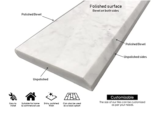 Tenedos Carrara Marble Threshold (Marble Saddle) - Polished - (4 X 30) #TOP2