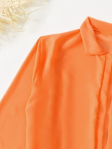 SHENHE Women's Sheer Button Up Long Sleeve Beach Kimono Cover Up Shirt Sun Dresses4