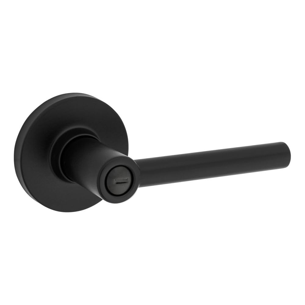 Serrure de confidentialité pour salle de bain Kwikset Safelock bouton rond noir mat