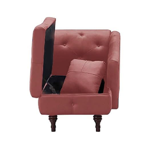Image of Velvet Chaise Lounge Box Storage for Bedroom, Livingroom (Ash Rose)