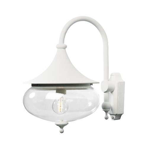 Konstsmide 619-250 - Libra wandleuchte b: 28 cm t: 41 cm h: 44,5cm / 1x100w / ip23 / Aluminio Pintado/Blanco