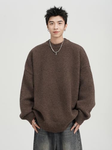 American Retro Round Neck Sweater Autumn and Winter Long-Sleeved Casual Pullover Knitted Sweater2