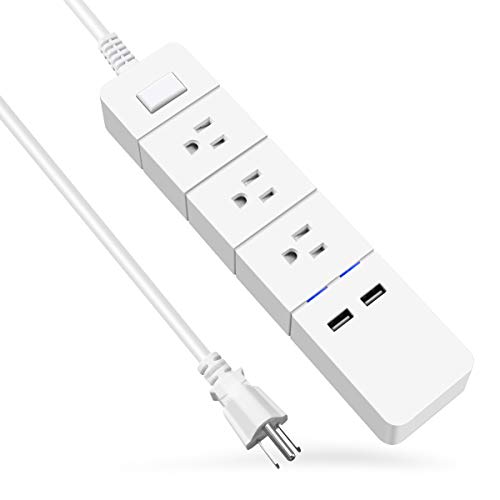Duvikpower Strip With Usb Duvik 5 5 Ft Extension Cord Fast Charging Station With 3 Outlet 2 Usb Ports Small Long Slim Multi Plug 1875w 15a For Home Desktop Nightstand Childproof White Dailymail