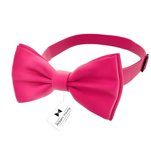 Image of Adam Young Men's Bow Ties with Handkerchief Pre-Tied Style Formal Satin Classic Bowtie for Tuxedo Faux Silk