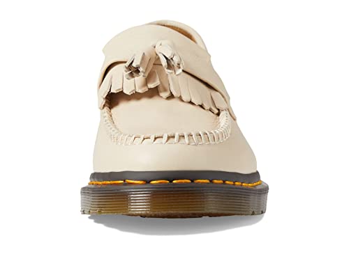 Image of Dr. Martens Adrian Shoes for Women - Leather Upper - Round Toe - Intricate Front Detailing - Slip-on Style Parchment Beige UK 5 (US Women's 7) M