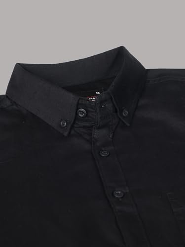 Image of Majestic Man Classic Slim Fit Solid Cotton Casual Shirt with Button-Down Collar