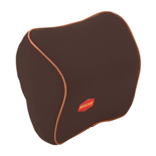 Image of WOSCHER Car Neck Pillow Memory Foam Headrest Cushion Helps Passengers Rest to Relieve Neck Pain and Improve Sitting Posture Universal Version for All Car Seats (Brown Tan)