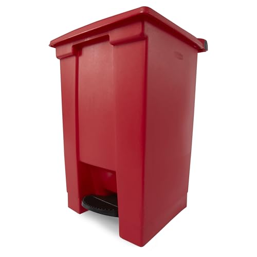 Rubbermaid Commercial Products Legacy Step-On Trash Can/Container, 12-Gallon, Red, Hands-Free Sanitary Use Garbage Can for Medical Waste in Hospitals/Lab/Emergency/Patient Rooms