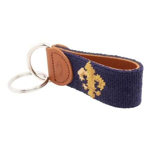 Image of Leather Hand-Stitched Needlepoint Key Fob or Key Chain