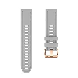 DAIKMZ for Garmin Fenix 7S 6S 5S Watchband 20mm Bracelet Rose Gold Buckle for Fenix 6s Pro 5s Plus Silicone Quick Replacement Wrist Straps (Color : Grey, Size : for Fenix 6S Pro)