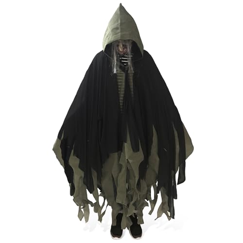 SHINROAD Accessoires de décoration Zombies Haunted House Cosplay Halloween Cloak Costumed Costume Long Wizard Cape avec des Accessoires de PNJ de Maillage...
