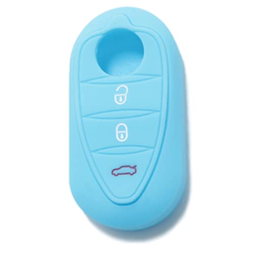 SALPIE Silicone Car Key Cover Compatible with Alfa Romeo, Car Key Protective Cover Cover for Key Type (Blue)
