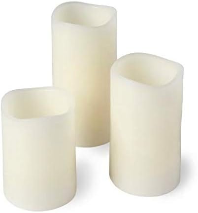 Flameless Pillar Candles, Set of 3(4"/5"/6") Real Wax Battery Operated Flickering Candle Light