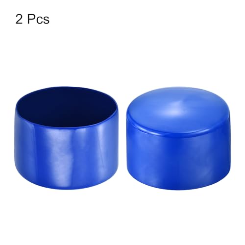 Image of uxcell 2pcs Rubber End Caps 80mm(3 1 /8 inch) ID Vinyl Round Tube Bolt Cap Cover Screw Thread Protectors Blue, 50mm Height