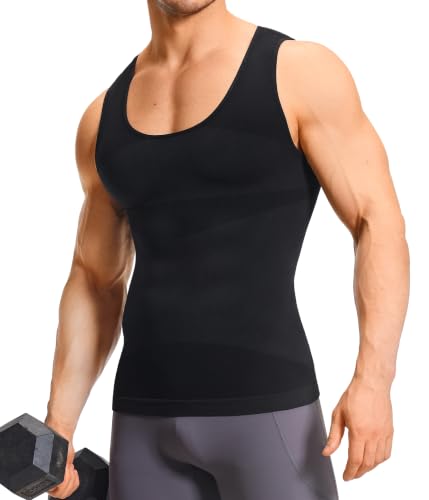Gotoly Débardeur de Compression Homme Gaine Ventre Plat Maillot de Corps Amincissant Gilet de Compression Minceur Body Gainant