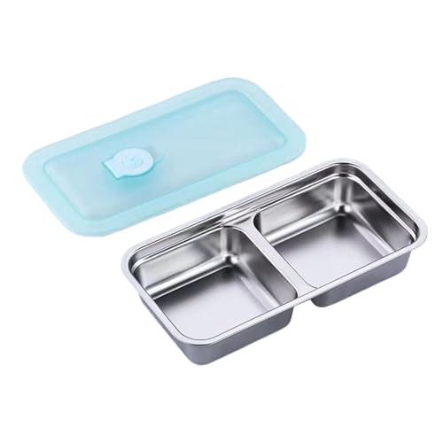 Contenedores de aperitivos Grab and Go, contenedores de aperitivos de acero inoxidable, lonchera de doble compartimento, tarros de alimentos a prueba de fugas con tapas, perfectos para la escuela