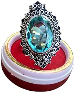 Blue Topaz Ring, 925 Sterling Silver Plated, Lab Created Blue Topaz Ring, Wedding Ring, Anniversary Gift, Attractive Ring, Handmade Gemstone Jewelry, Boho Ring, Statement Ring, Dainty Ring, Gift For All, Oval Stone Ring, Topaz Jewelry, 925 Silver Plated, Swiss Blue Topaz Engagement Ring,