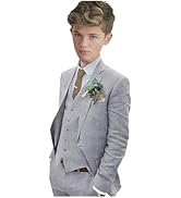 Mi Bo Tong 3 PC Boys Linen Suit Slim Fit Summer Boys Tuxedos Suit Blazer Vest Pants Kids Tuxedos ...