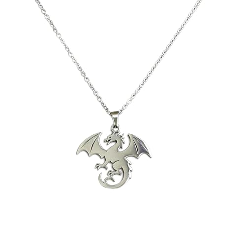 WETMT Silver Dragon Necklace for Women Dainty Gold Dragon Pendant Necklace Unique Y2K Vintage Dragons Necklaces Trendy Elegant Jewelry Accessories (silver)