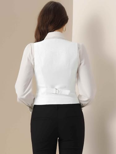 Chaleco vintage para mujer estilo steampunk jacquard blanco XL con bolsillos 3