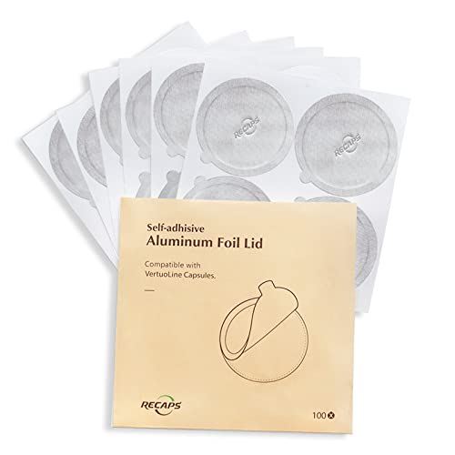 Aluminum Foli Lids for Reusable Capsules Coffee Foil Seals, Coffee Pod Foli Lids Compatible with Nespresso Vertuo Pods (100)