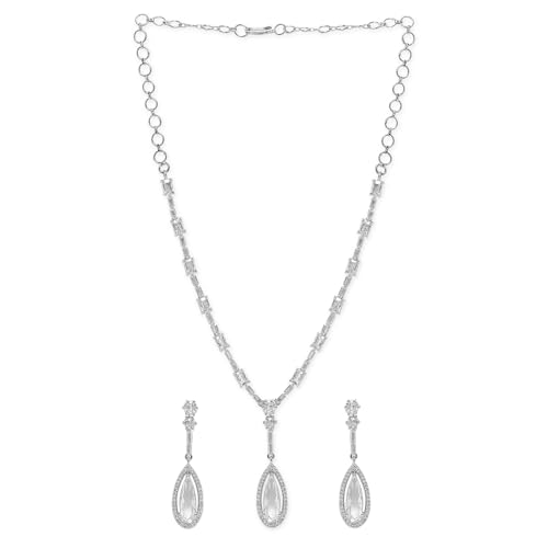 Image of Rubans Necklace Set American Diamond and Zirconia Statement Jewellery Gift for Women & Girls