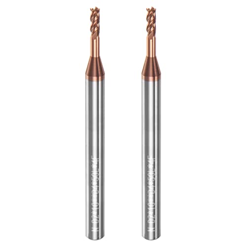 Image of HARFINGTON 2pcs Square Nose End Mill 4mm Shank 2mm x 10mm AlTiSin Coated Solid Carbide Long Reach Extended Neck 4 Flutes CNC Router Bit Milling Cutter for Stainless Steel Hardened Steel