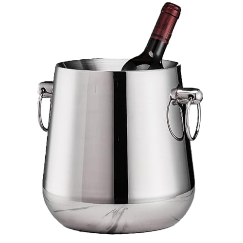 WANGJIANPENGPL Hielera de 5 L, Enfriador de Botellas de Vino para Fiestas, Cubo Cerveza de Doble Capa, Cubitera de Acero Inoxidable para Fiestas, Karaokes
