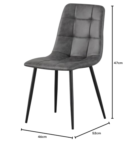 MOF Dining Chairs Set of 4–Faux Suede Dining Chair with Padded Seat, Tufted Back and Sturdy Metal Legs–Modern Upholstery for Kitchen, Dining Room, Lving Room or Home Office (Grey Check x 4) - Image 2