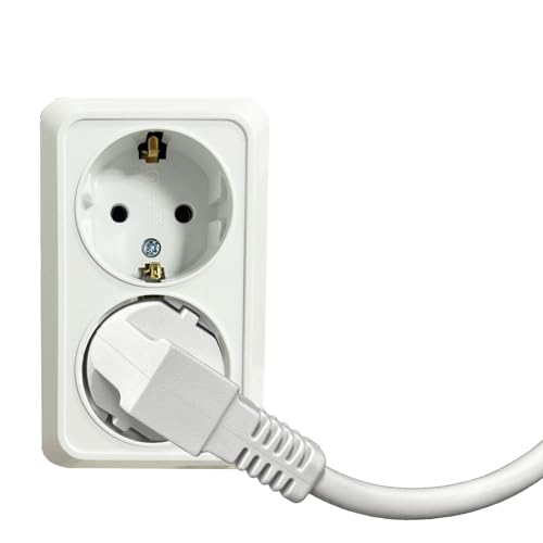 Steckdosenadapter 3680W Steckdosenleiste - Doppelstecker für Steckdose für Büro Küche Weiß 1PCS