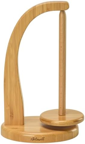 Yarn Holder for Knitting and Crocheting,Crochet Gift for Knitting Lovers,Wooden Yarn Spinner for Crochet by Artowell (Original Bamboo Color)