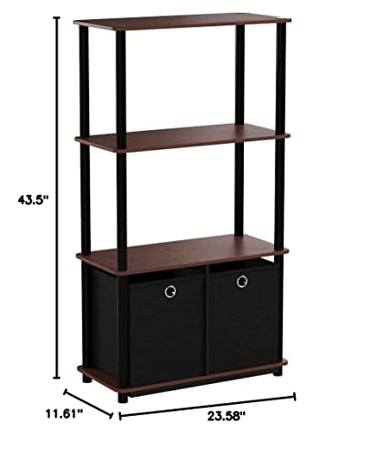 Furinno Nw889Dc/Bk Go Green 4-Tier Multipurpose Storage Rack W/Bins, Dark Cherry/Black #TOP4