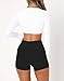 INFITTY Women Long Sleeve Cropped Workout Tops Athletic Compression Tee Slim Fit Yoga Gym Basic Shirts Trendy White S