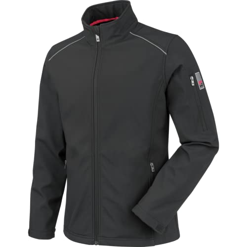 WÜRTH MODYF Softshelljacke City – hochwertige Unisex Arbeitsjacke in den Größen M – wasserabweisend (8.000 mm WS) mit Kinnschutz & Reflexbiesen – in Schwarz
