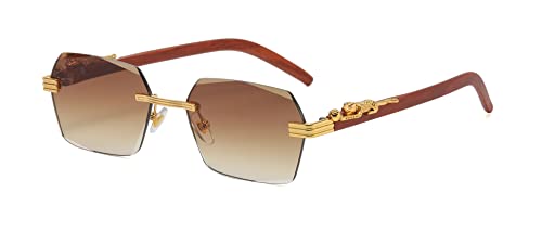 FLAWLESS EYEWEAR Retro Rimless Sunglasses Luxury Buff Vintage