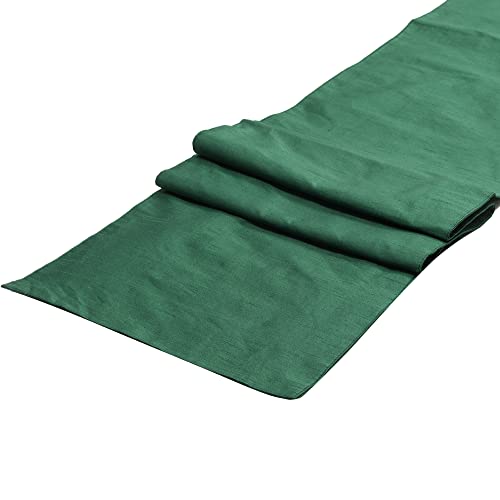 Image of E-EZRA Premium Raw Silk Table Runner for Centre Table / Coffee Table / 4 Seater / 6 Seater Dining Table (72 Inch, Green)
