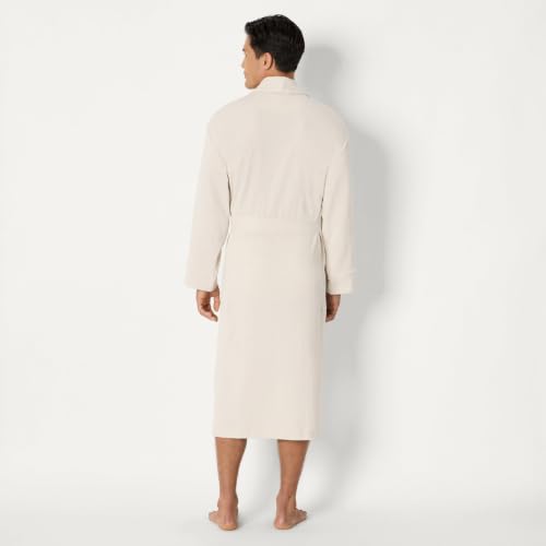 Image of Amazon Essentials Men's Lightweight Cotton Waffle Bath Robe, Mid-Length Loungewear (Available in Big & Tall)