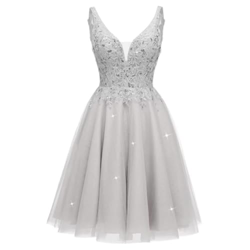 Tulle Homecoming Dresses for Teens V-Neck Tulle Short Prom Dresses Sparkly Cocktail Mini Dress3