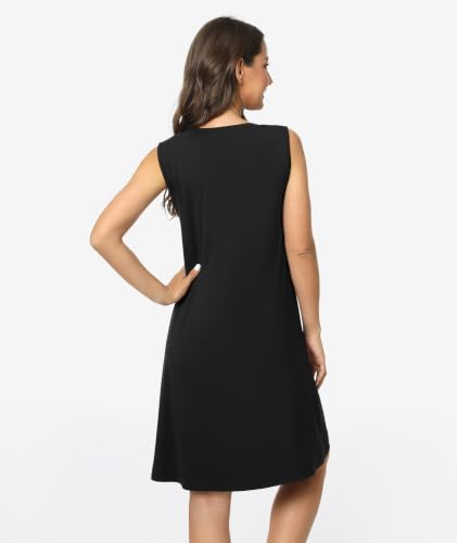 Image of GYS Cooling Bamboo Viscose Nightgowns for Women, Lightweight Sleeveless V Neck Sleep Shirt for Hot Sleepers, Soft Night dress