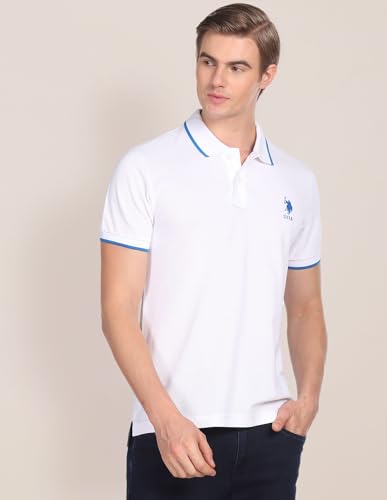 Image of U.S. Polo ASSN. Striped Slim Fit Polo T Shirts for Men - 100% Cotton, Half Sleeves Mens Tshirt