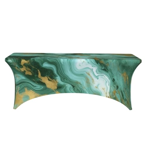 Nappe marbrée verte premium en élasthanne infroissable pour table stretch - 3