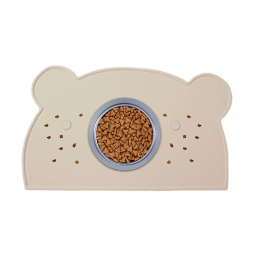 Alfombrilla para Comida De Mascotas - Alfombrilla De Silicona para Platos De Comida Y Agua para Perros,con Forma De Oso Antideslizante para Mascotas para Entrenamiento De Cachorros En Sala Comedor O